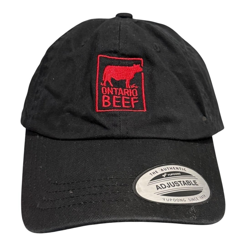 Ontario Beef Hat Cap Strap Back Black Red Patch Embroidered Mens Dad Cap Yupoong